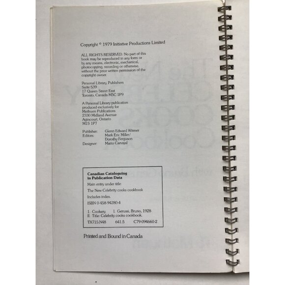 New Celebrity Cooks Cookbook With Bruno Gerussi Coil Bound CBC TV Vintage 1979 - Picture 5 of 9